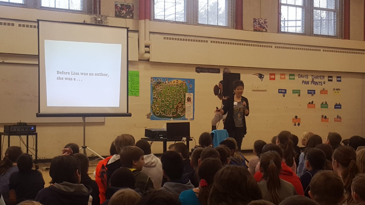 DTGrade5's tweet photo. We are so lucky to visited by author, Lisa Yee! #unlikelystory #lisayee https://t.co/xLztmgDtYW