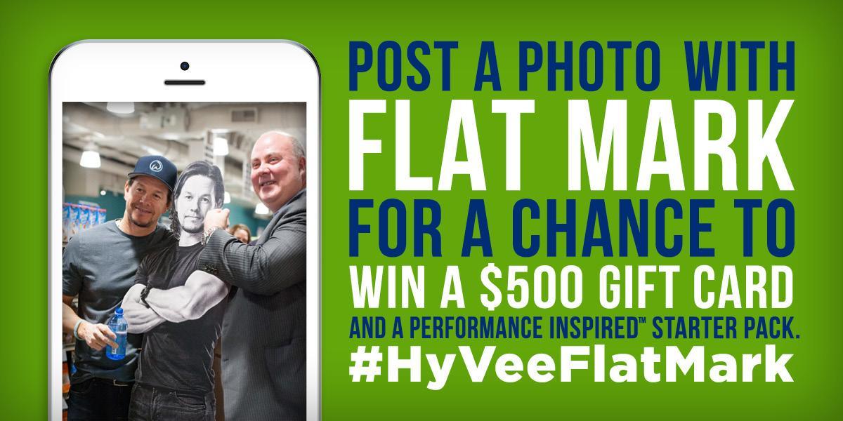 Post a pic with flat Mark for a chance at a $500 Hy-Vee gift card and a Performance Inspired package. #HyVeeFlatMark bit.ly/2nd7hzs