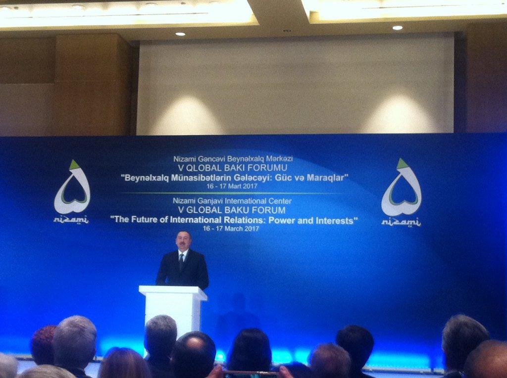 AxelWech's tweet photo. Opening of "5th Global Baku Forum", Opening remarks by President of Azerbaijan Ilham Aliyev https://t.co/RRUVHhBsUm