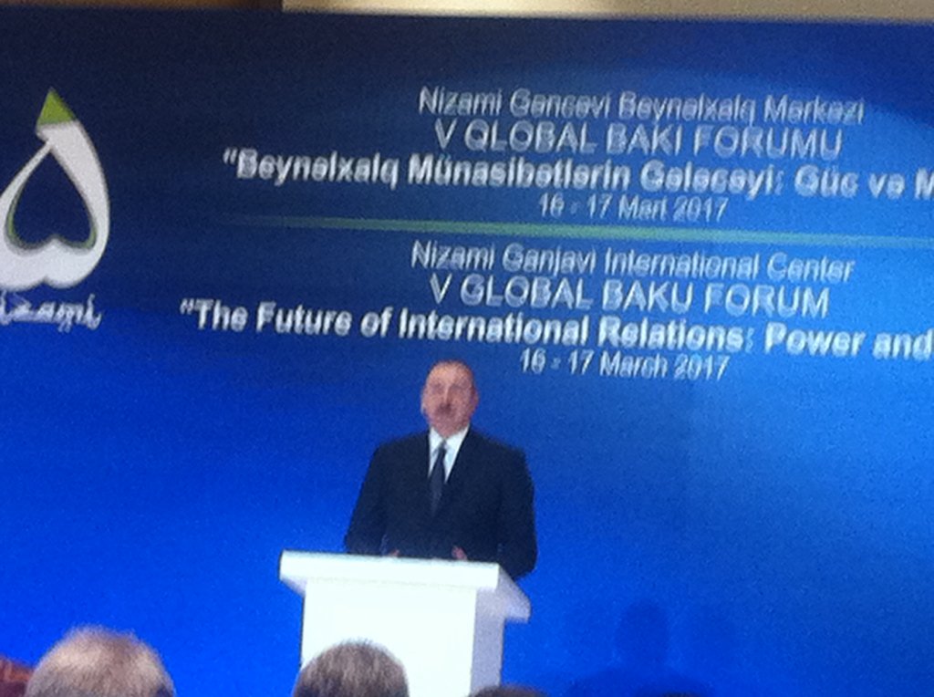 AxelWech's tweet photo. Opening of "5th Global Baku Forum", Opening remarks by President of Azerbaijan Ilham Aliyev https://t.co/RRUVHhBsUm