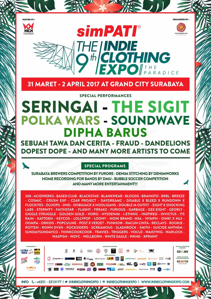 #The9thICE <a href="/indiclothingxpo/">Indie Clothing Expo</a> | 31 Maret - 2 April | w/ @fraudbeatdown <a href="/Seringai/">Seringai | ニヤリ</a> <a href="/thesigit/">The SIGIT</a> <a href="/polkawars/">POLKA WARS</a> <a href="/diphabarus/">dipha barus</a> etc