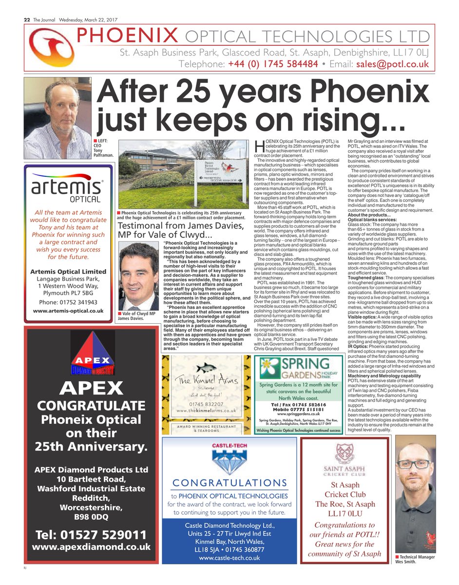 PhoenixOpticalT's tweet photo. Phoenix are in the papers again this time celebrating over 25 years in business! We are all excited for the next 25 years! #25years #phoenix https://t.co/JLqO34xVRr