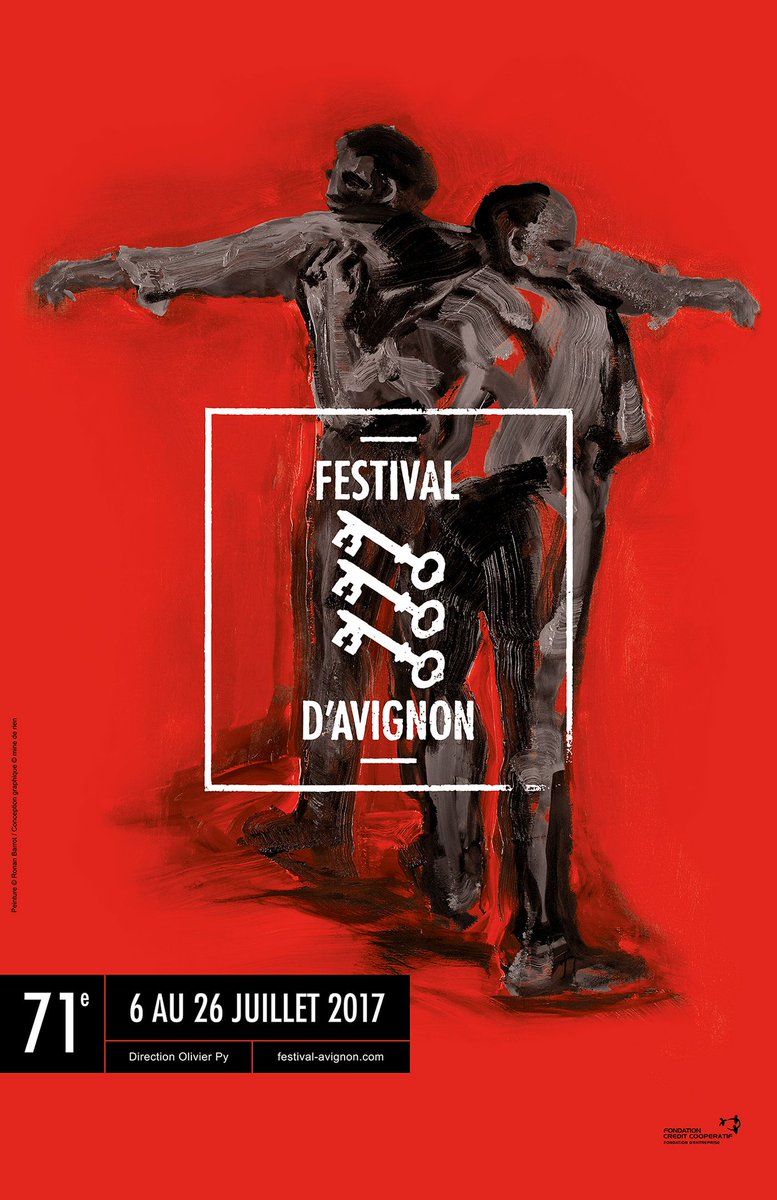 sceneweb's tweet photo. L'affiche de Ronan Barrot est un "rouge rapide" avec une double figure et peut donner lieu à toutes les interprétations @FestivalAvignon https://t.co/ps5zgUpYln