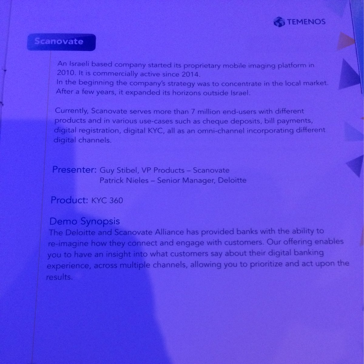 Now @scanovate pitch their imaging tech at today's <a href="/Temenos/">Temenos</a> #innovationjam