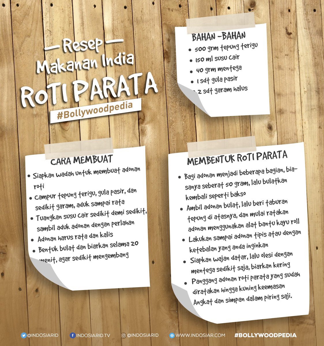 Indosiar's tweet photo. Sering lihat Roti Parata kalau lagi nonton #SerialBollywood di Indosiar? Nah begini loh cara bikinnya.. Cek di #Bollywoodpedia! https://t.co/u9pU6W4qrt