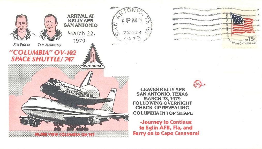 PortSanAntonio's tweet photo. THIS DATE IN KELLY HISTORY: 3/22/1979 - Space shuttle Columbia arrives at Kelly AFB to refuel, en route to FL. #KellySA100@ NASA @IvyRTaylor https://t.co/TgaqanSCTM