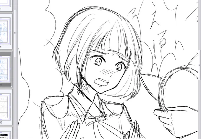 ペン入れしたら顔つき変わっちゃうんだよなあ……っていう前田君の下描き 