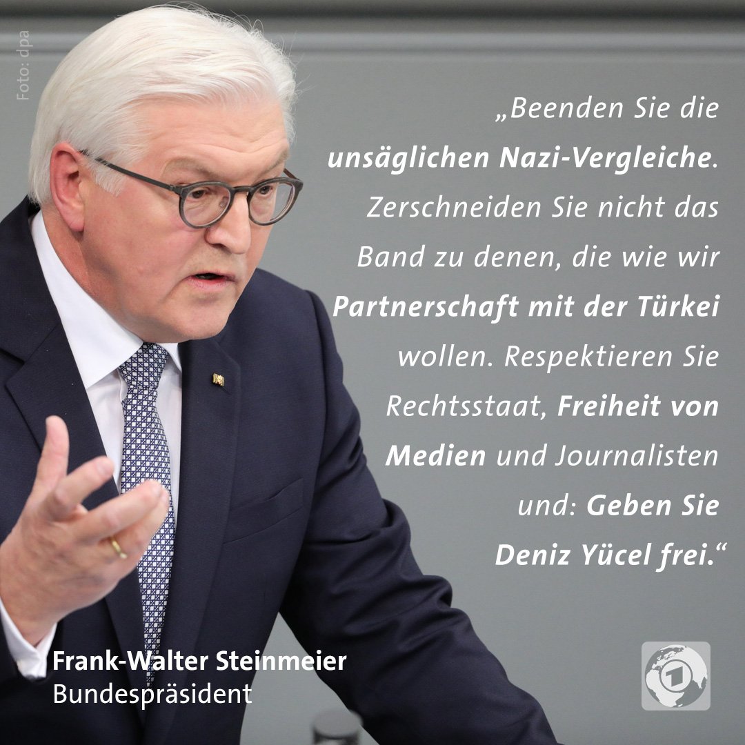 In der ersten Rede nach seiner Vereidigung hat sich Bundespräsident #Steinmeier auch an den türkischen Präsidenten #Erdogan gewandt.