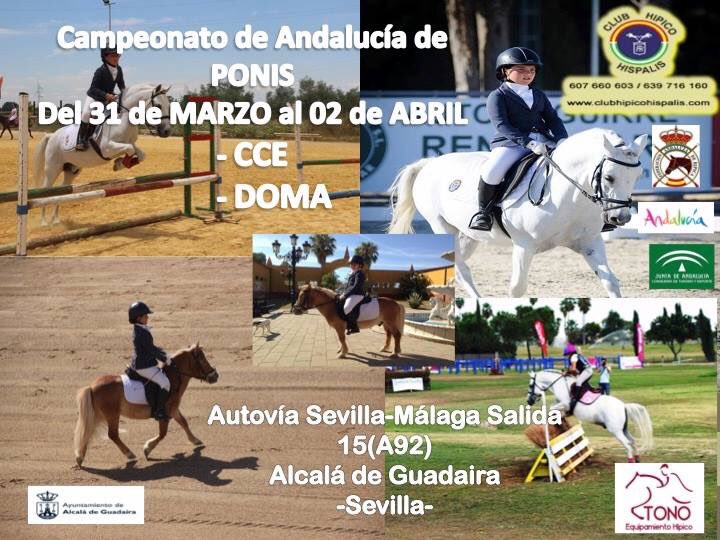 Os invitamos a el Campeonato de Andalucia de Ponis del 31 de marzo al 2 de abril en el Club Hipico Hispalis en Alcala de Guadaira!!