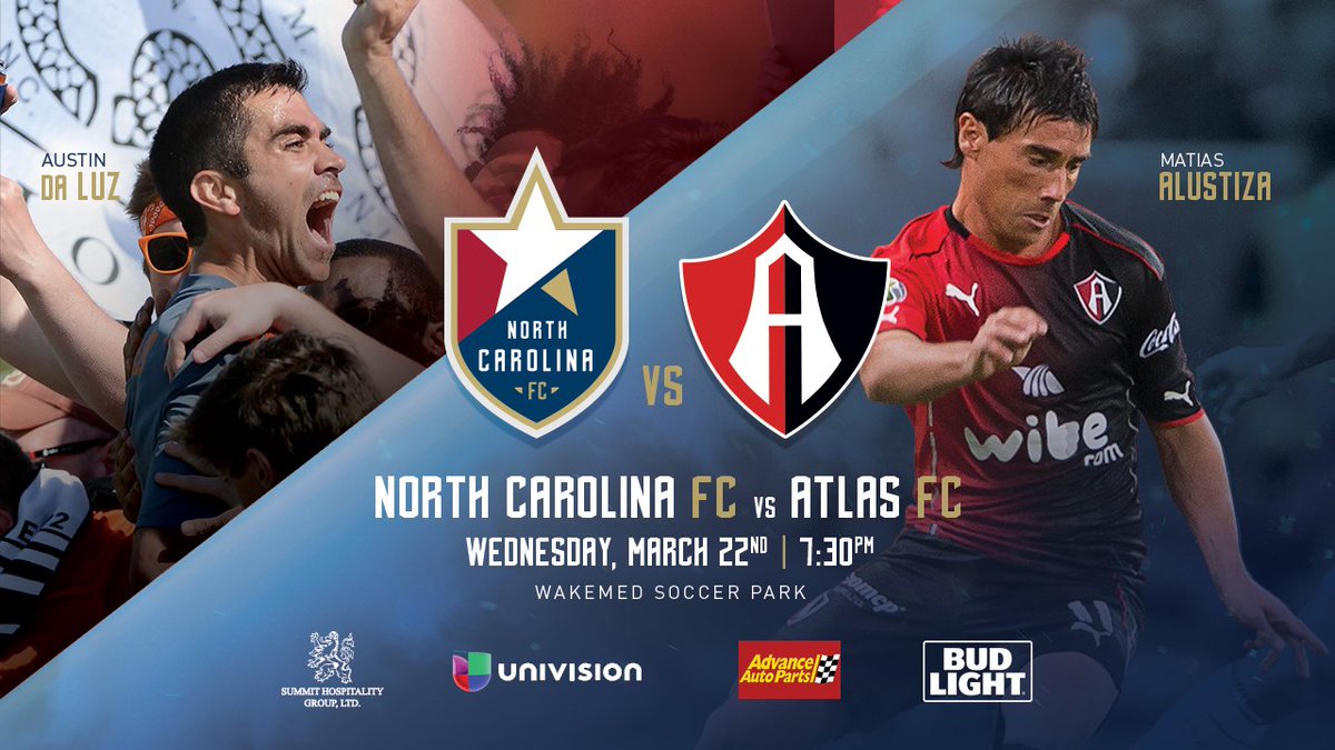 🚨 GAME DAY 🚨
📅 Today
⚽️ North Carolina FC vs. <a href="/atlasfc/">Atlas FC</a> 
⏰ 7:30 p.m.
📍WakeMed Soccer Park 
🎟 bit.ly/2nPCmqp