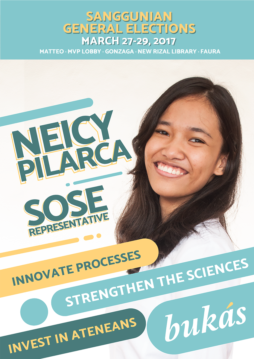BukasADMU's tweet photo. Innovating processes, strengthening the sciences &amp; investing in Ateneans.
Vote Neicy Pilarca for YOUR SOSE Representative! #YakapinAngBukas https://t.co/ce6hdj1p6v