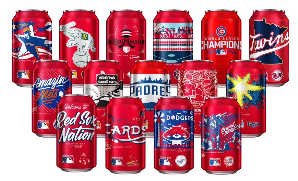 darrenrovell's tweet photo. Budweiser releasing limited edition MLB team cans https://t.co/n7uDU0Ktn7