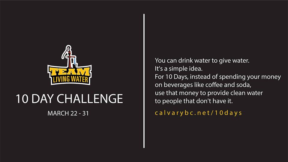 YourCalvary's tweet photo. Join us this #WorldWaterDay as we kick off the 10-Day Challenge to help @livingwater share water and the Gospel. https://t.co/ii6ImSAocS https://t.co/CwFzQpBi05