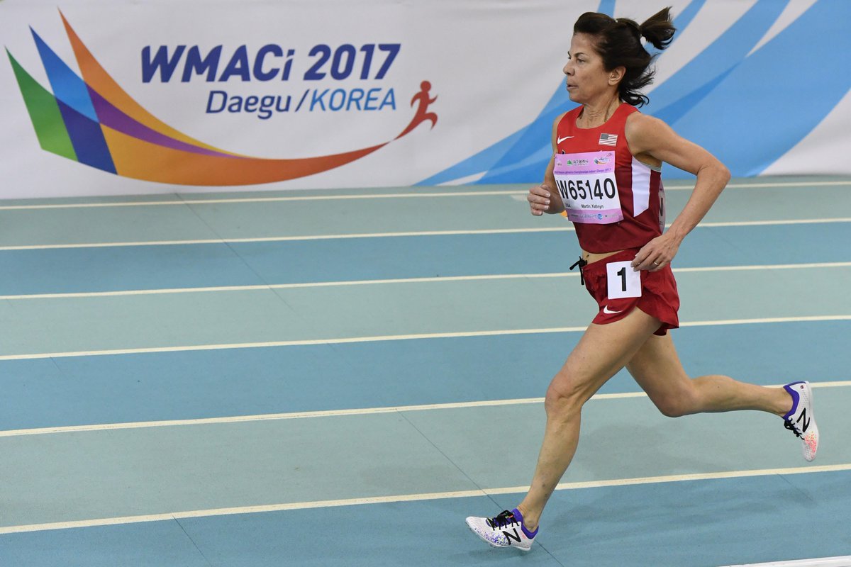 usatf's tweet photo. #Daegu2017 update: @USAMastersTrack’s Kathy Martin set a new W65 3000m indoor WR of 11:35.98! Her second 🥇 of @Daegu2017!
📷 Rob Jerome https://t.co/sSF26SWoTt
