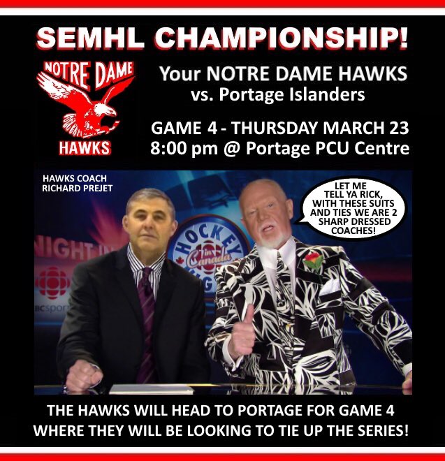 Game 4 tomorrow night in portage.