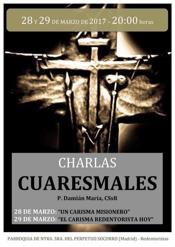 Los próximos martes 28 y miércoles 29 el P Damián Mª Montes CSsR dará unas charlas sobre el carisma #Redentorista en el Santuario a las 20h.