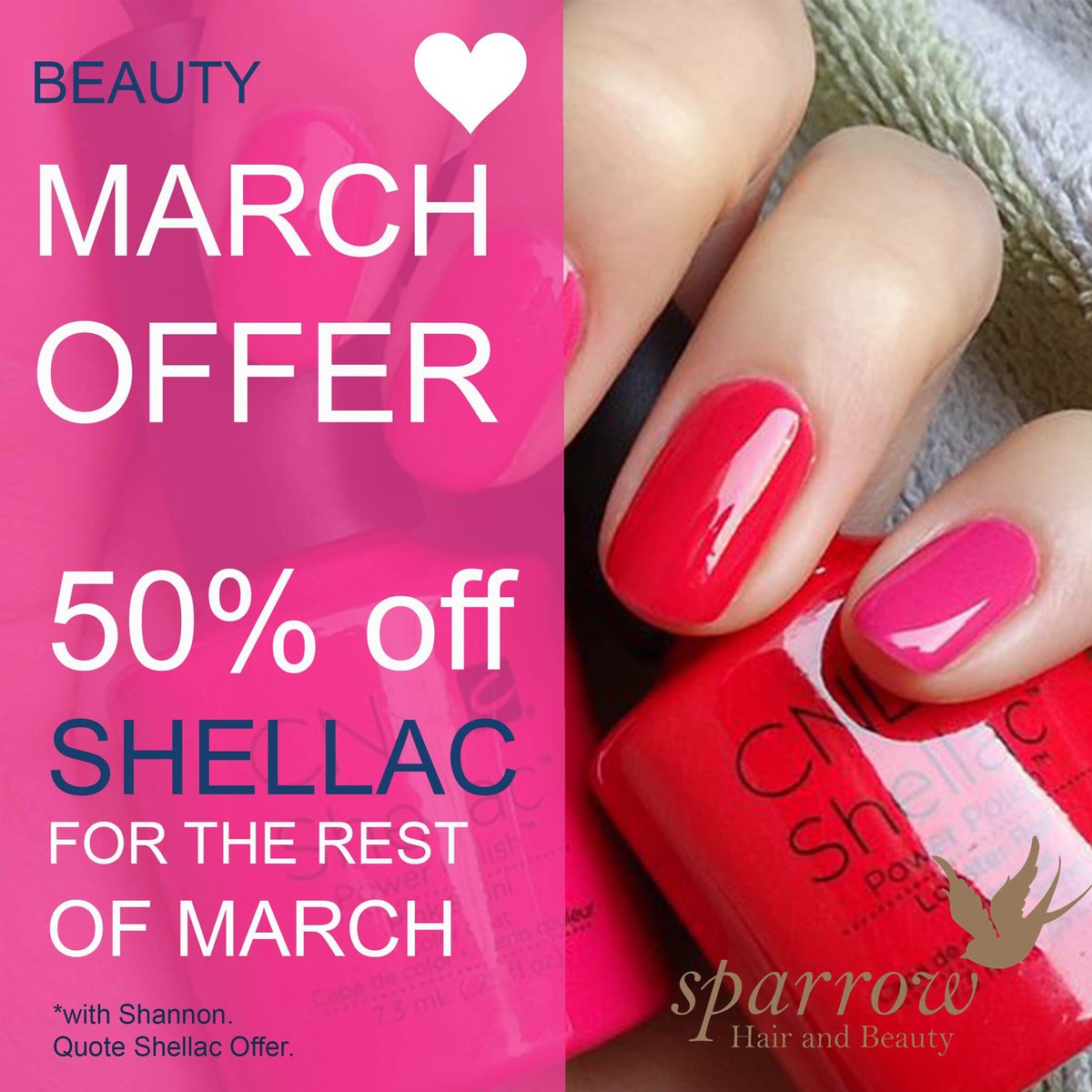 Sparrow_Salon's tweet photo. Want a perfect #shellac mani or pedi for £12.50? Of course you do! #deals #scarboroughdeals #scarborough @ScarboroughTL @WeAreScarboro https://t.co/UYaKzJhfWn