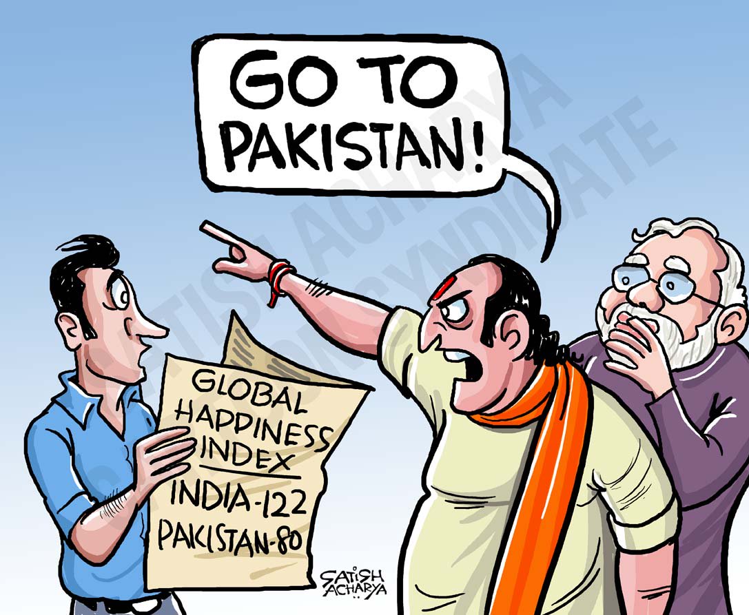 Satish Acharya on Twitter: "'Go to Pakistan' #cartoon #happinessindex… "