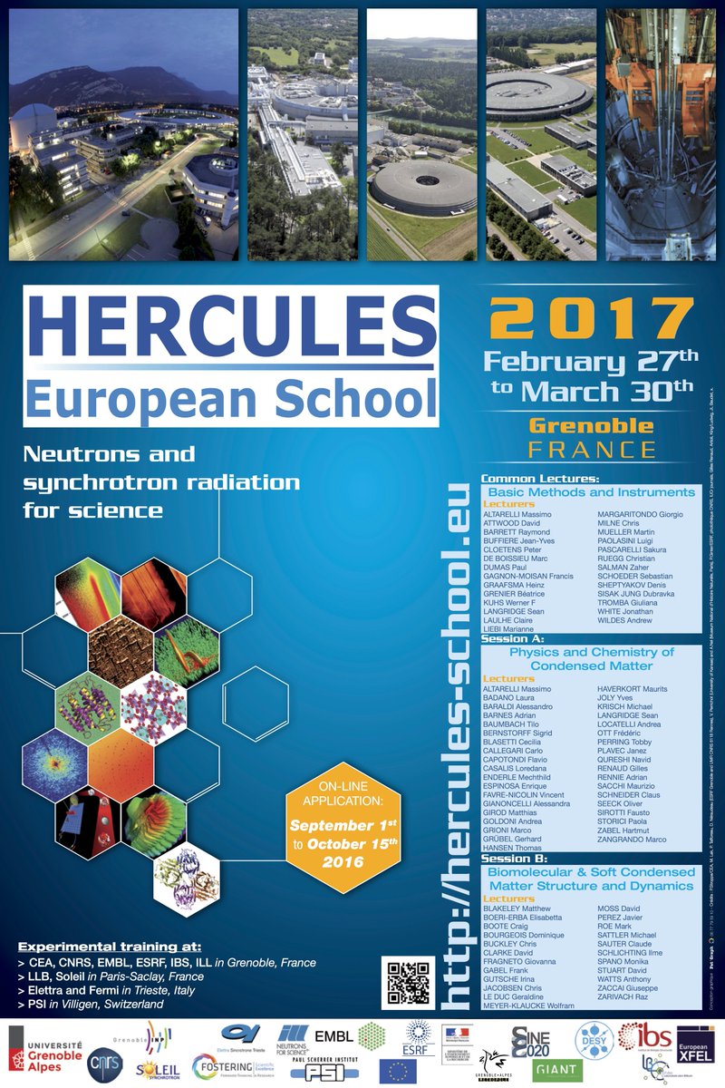 .<a href="/HerculesSchool/">hercules-school.eu</a>  #1: this year, for the first time, students have practicals on 2 beamlines, using complementary synchrotron techniques