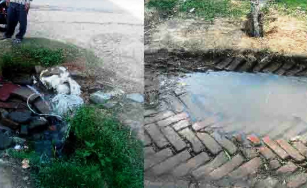 अमेठी। जलनिगम की टूटी पाइप से रास्ते में जलभराव की स्थिति fb:sahara jeevan