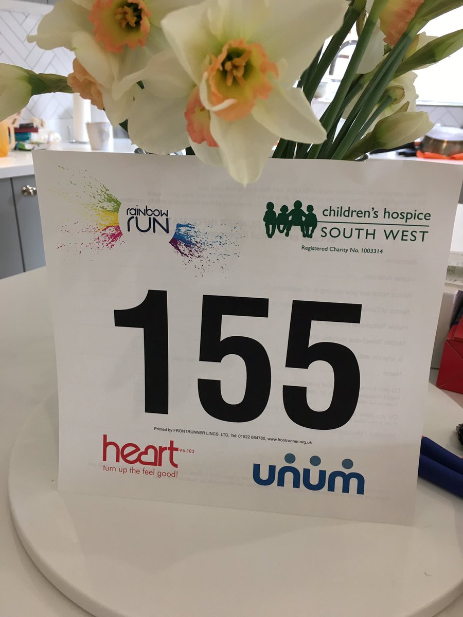 Excited and nervous about my first ever Run!! Numbers arrived now to get onto sponsorship! 🏃🏻‍♀️ #CHSWrainbow <a href="/CHSW/">Children's HospiceSW</a>