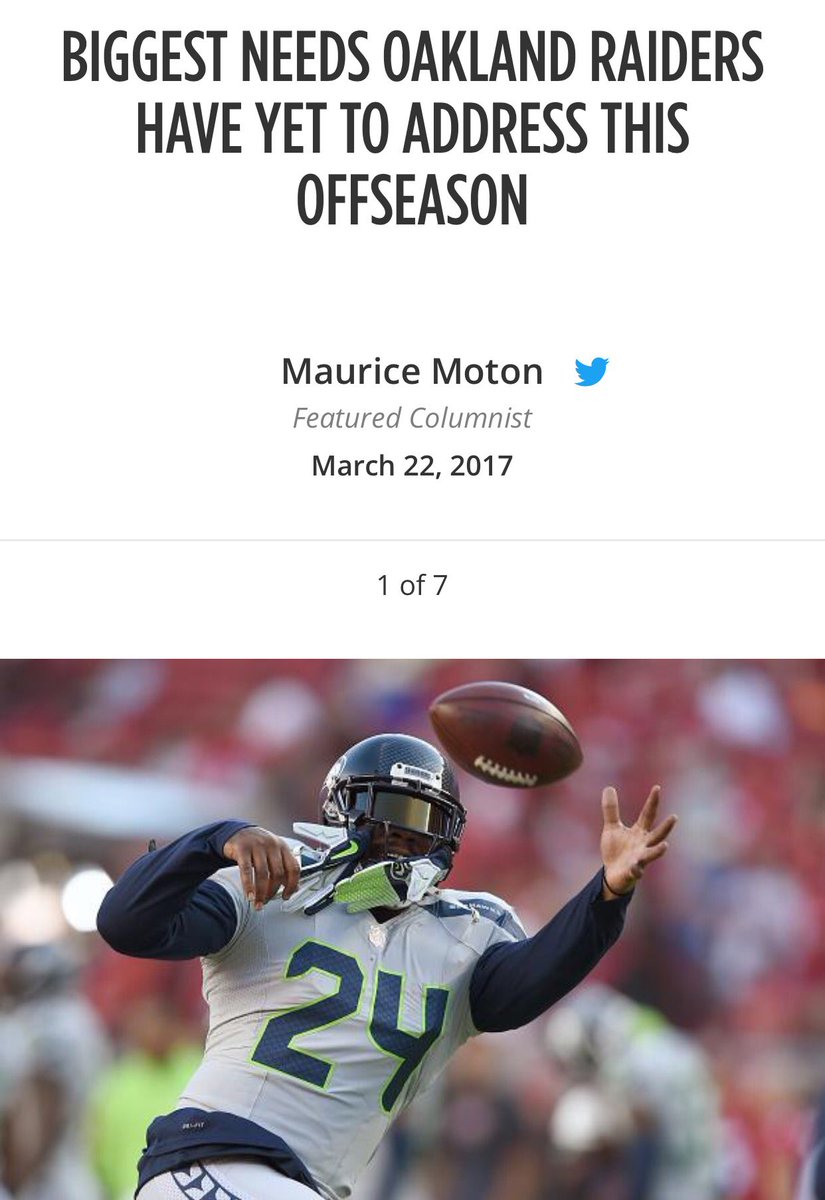 MoeMoton's tweet photo. NEW Column: The #Raiders biggest needs after nearly 2 weeks of free agency:

https://t.co/hDGQm99RMg https://t.co/WfAGUQdRaG