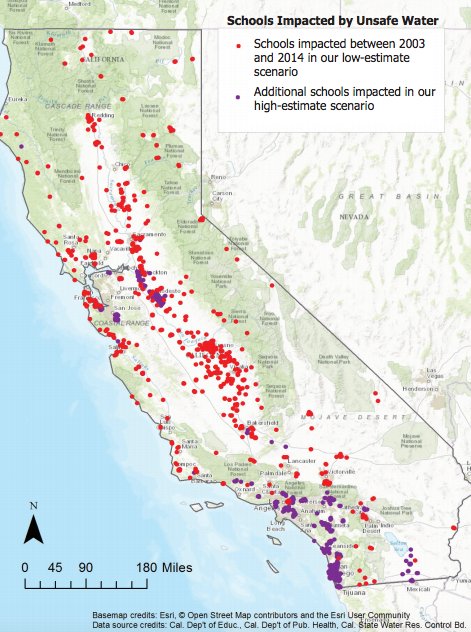 CWaterC's tweet image. A2 Children are especially at risk. As many as 1 in 4 schools in the Central Valley have been impacted by unsafe drinking water #WWDinCA