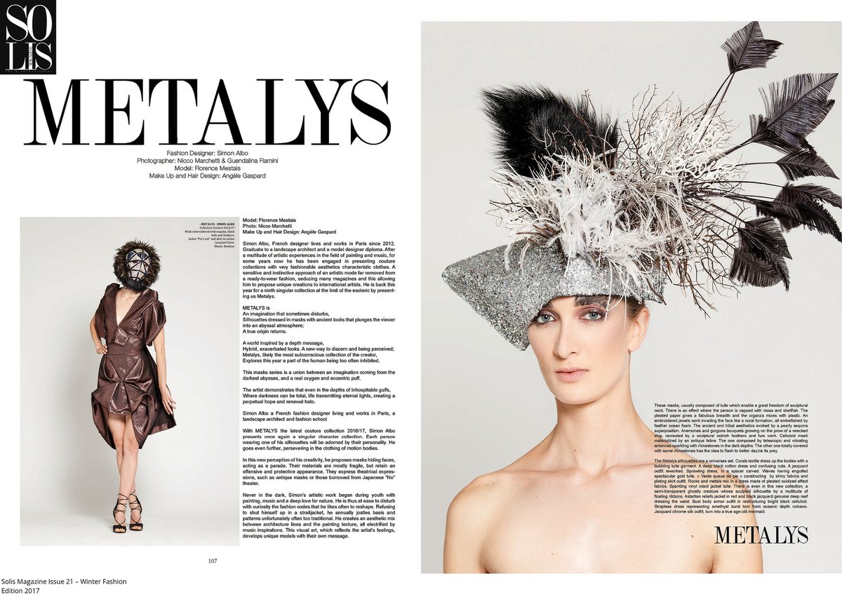 SIMON ALBO (@simonalbodesign) on Twitter photo Thanks to <a href="/SolisMagazine/">Solis Magazine</a> for this new issue! @SIMONALBOCREA #simonalbo #fashion #fashiondesigner #hautecouture #hats #art #fw17 #mode Thanks to <a href="/SolisMagazine/">Solis Magazine</a> for this new issue! @SIMONALBOCREA #simonalbo #fashion #fashiondesigner #hautecouture #hats #art #fw17 #mode