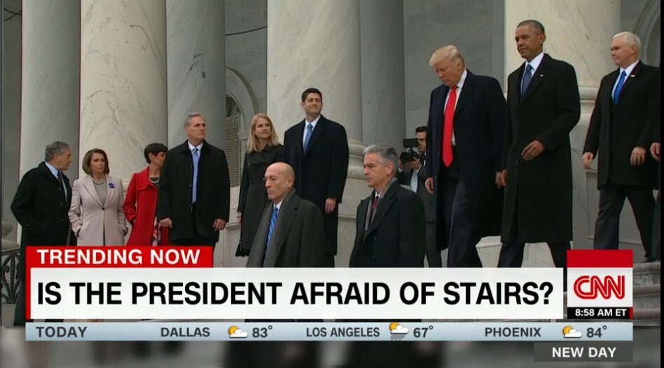 New CNN conspiracy about Trump: He's afraid of stairs