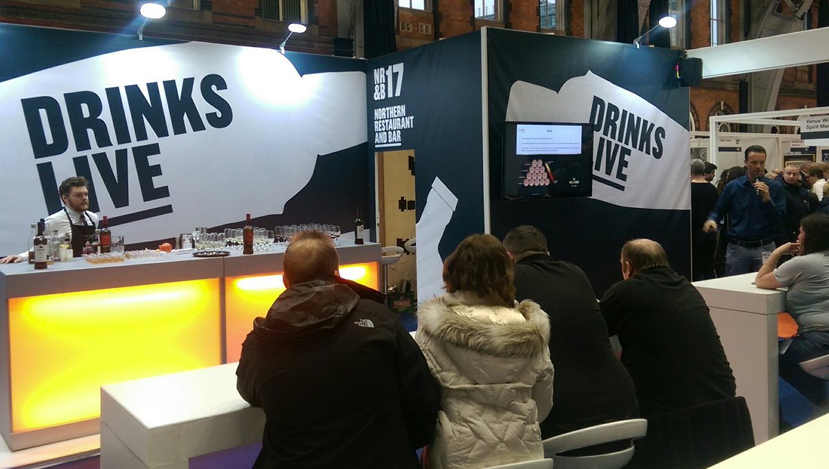 SherryWinesUK's tweet photo. Sherry cocktails take to the stage on Drinks Live  @NRBManchester with @MrCoopersHouse  @OsborneSpirits and @EmporiaBrandsUK https://t.co/xrU5i7u8Yv