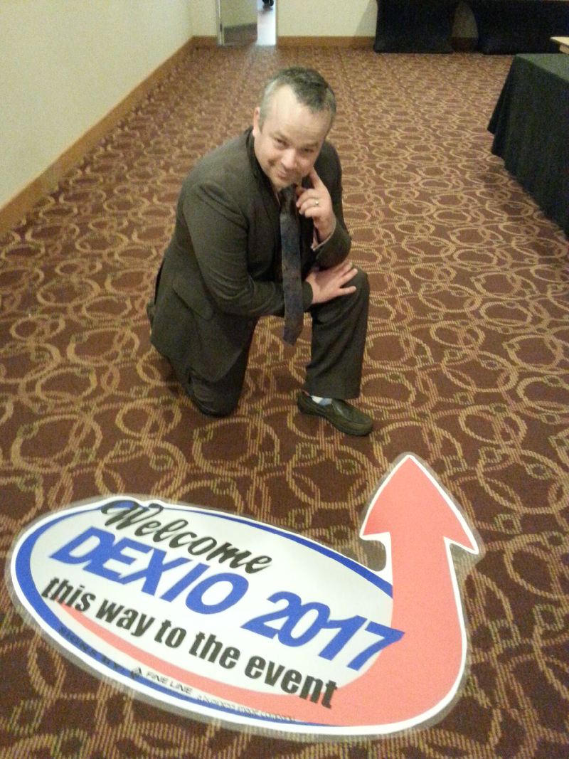 FineLineInd's tweet photo. Directional floor graphics designed and provided by @FineLineInd for #DEXIO2017. Dan from @DexioInc doing his best James Bond! https://t.co/TH1HMD5nuQ