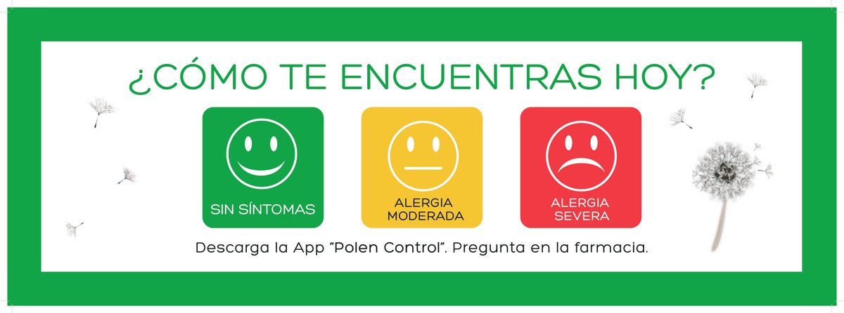 Farmaciaimas's tweet photo. Comienzan los primeros síntomas de alergia. Descargarte la App #PolenControl para llevar un seguimiento de los niveles de polen de tu zona https://t.co/pyk4HXDxz8