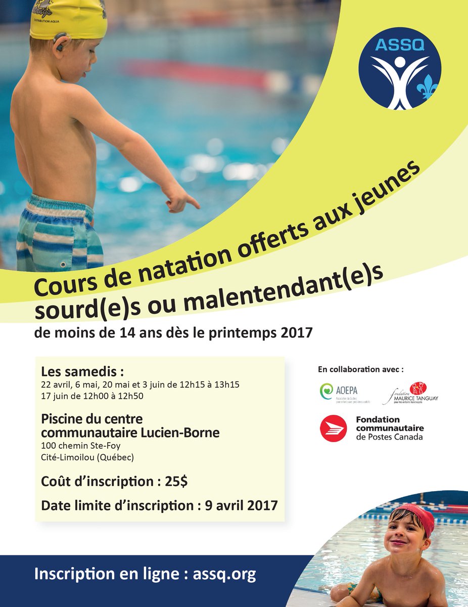 ASSQ_Nouvelles's tweet photo. #nouveau #programme #natation # sourds #malentendants #jeunes #sport #activitéphysique #Québec 
https://t.co/rXsXPWJJou https://t.co/VhGf2AuaSl