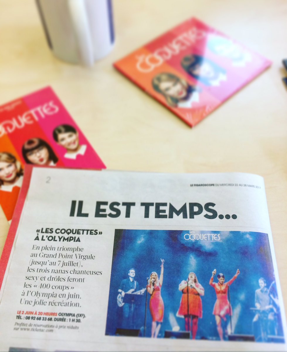 JMDproduction's tweet photo. Dans Le Figaro aujourd'hui, Le 2 juin à l'Olympia 🔥 #lescoquettes #olympia https://t.co/n9eVkvod6i