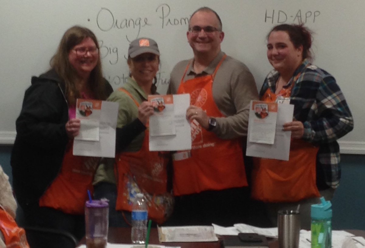 Three awesome associates Laura,Theresa and Christina getting Homer Awards from Craig Menear for their excellent customer service,great job!!