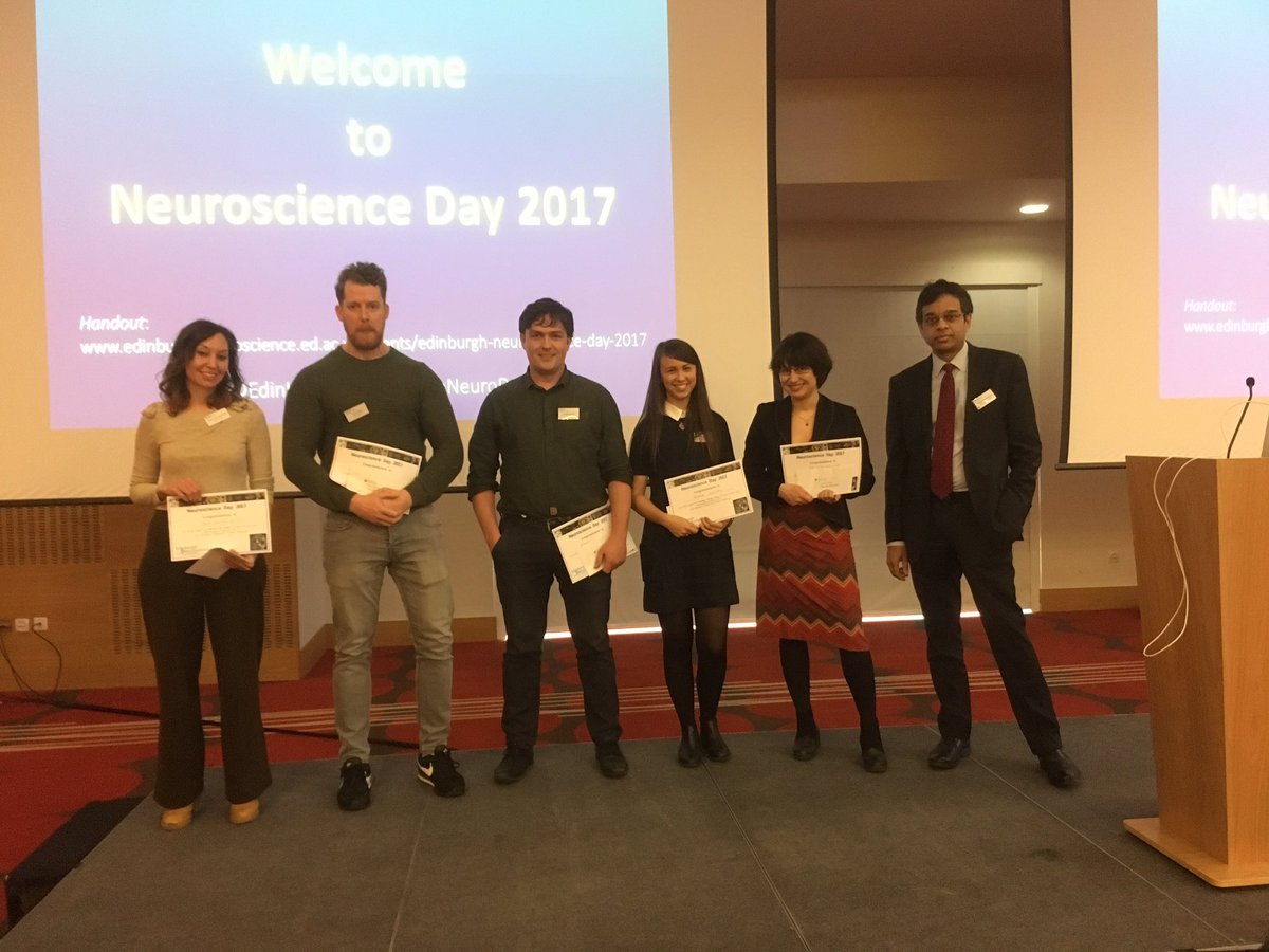 EdinUniNeuro's tweet photo. Congratulations to our student poster and talk winners at #EdinNeuroDay @roslininstitute @crm_edinburgh @CIP_Ed Fabulous job guys! https://t.co/AuHMRAzJwV