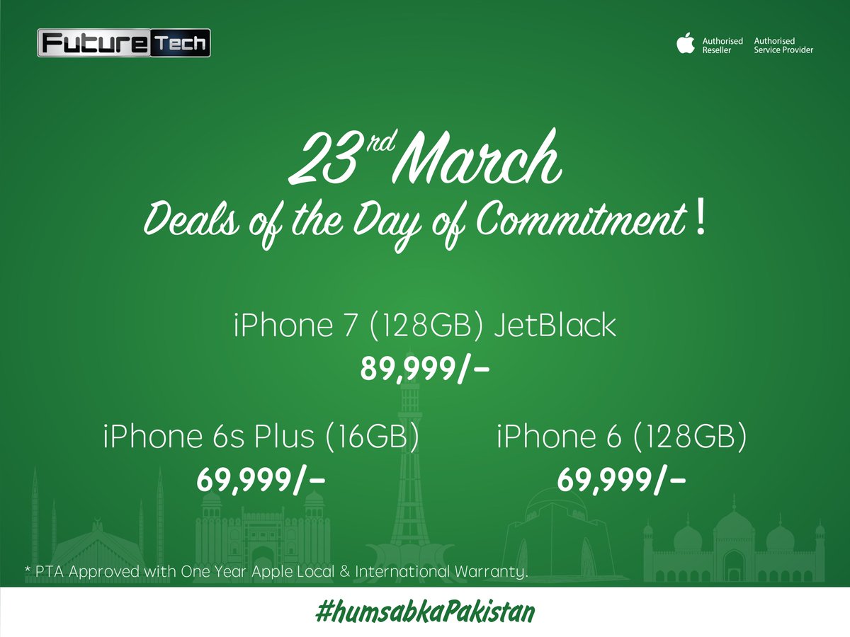 FutureTechAASP's tweet image. Deals of the Day of Commitment !
23rd March Pakistan Resolution Day !
#humsabkaPakistan
#FT
#AmazingOffers
#BestBuy
@FutureTechAAR