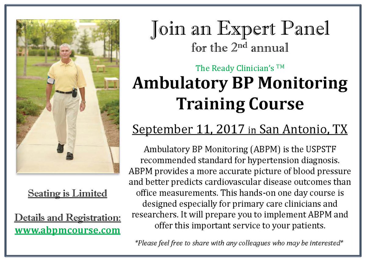 ABPMcourse's tweet photo. Registration is OPEN! Join #ABPMcourse in San Antonio to learn the HTN dx reference standard before #AAFPFMX kicks off #FMRevolution .@AAFP https://t.co/1nkiHNeEAC