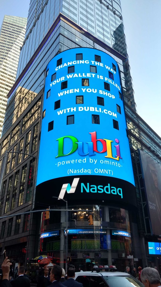 Ominto's tweet photo. We’re ecstatic to now be officially listed on @NASDAQ Thanks to everyone who helped us make this happen. #ominto #omnt #dubli #cashback https://t.co/KCBu8B1zlX