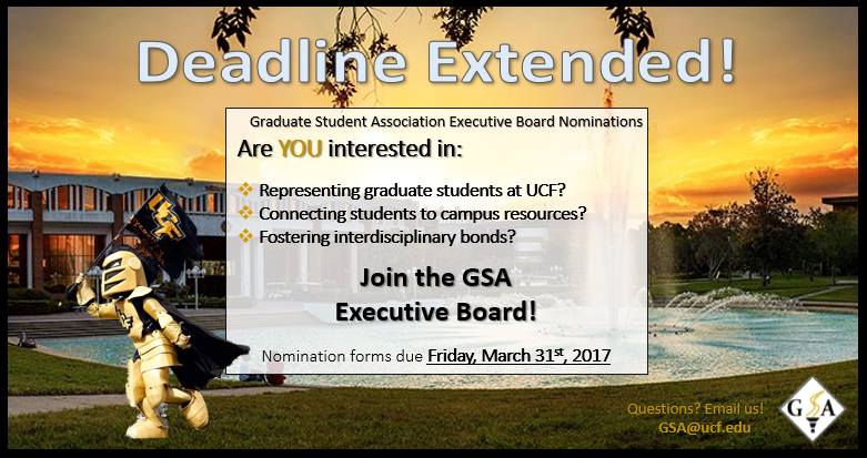 UCFGradStudies's tweet photo. Hey Grad Knights! Interested in getting involved with the Graduate Student Association? #UCF #GradKnights https://t.co/CAYEwlHNQY