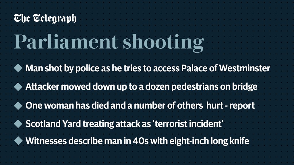 Policeman stabbed and his attacker shot by officers after a major terrorist attack at the Houses of #Parliament telegraph.co.uk/news/2017/03/2…