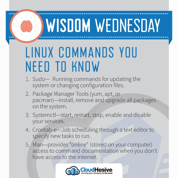 CloudHesive's tweet photo. Linux Commands You Need to Know https://t.co/Knb7hDz9Nk
#Linux #Cloudhesive #DevOps #Security #WednesdayWisdom https://t.co/jiFehIRHQm