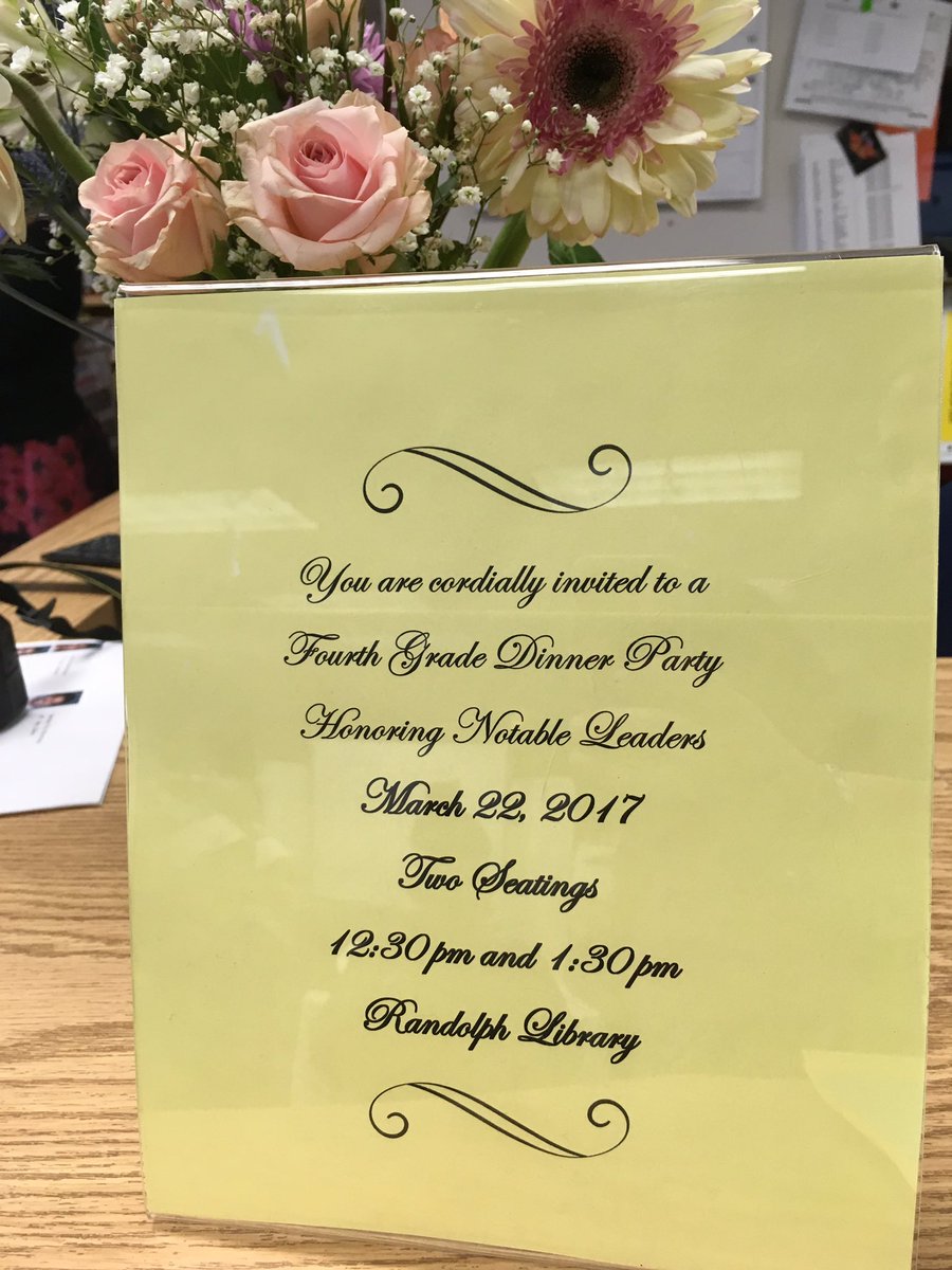 DischnerRachael's tweet photo. Randolph students kick off the 1st Annual 4th Grade Dinner Party Honoring Notable Leaders! https://t.co/p1B9LGixaT