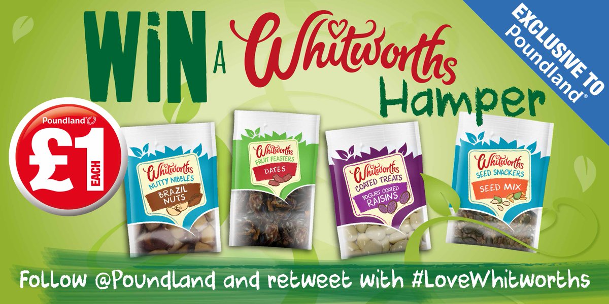 #WIN a Whitworths hamper of yummy snacks! There'll be a new winner every day! Follow &amp; RT with #LoveWhitworths. T&amp;C: ow.ly/d/64DD