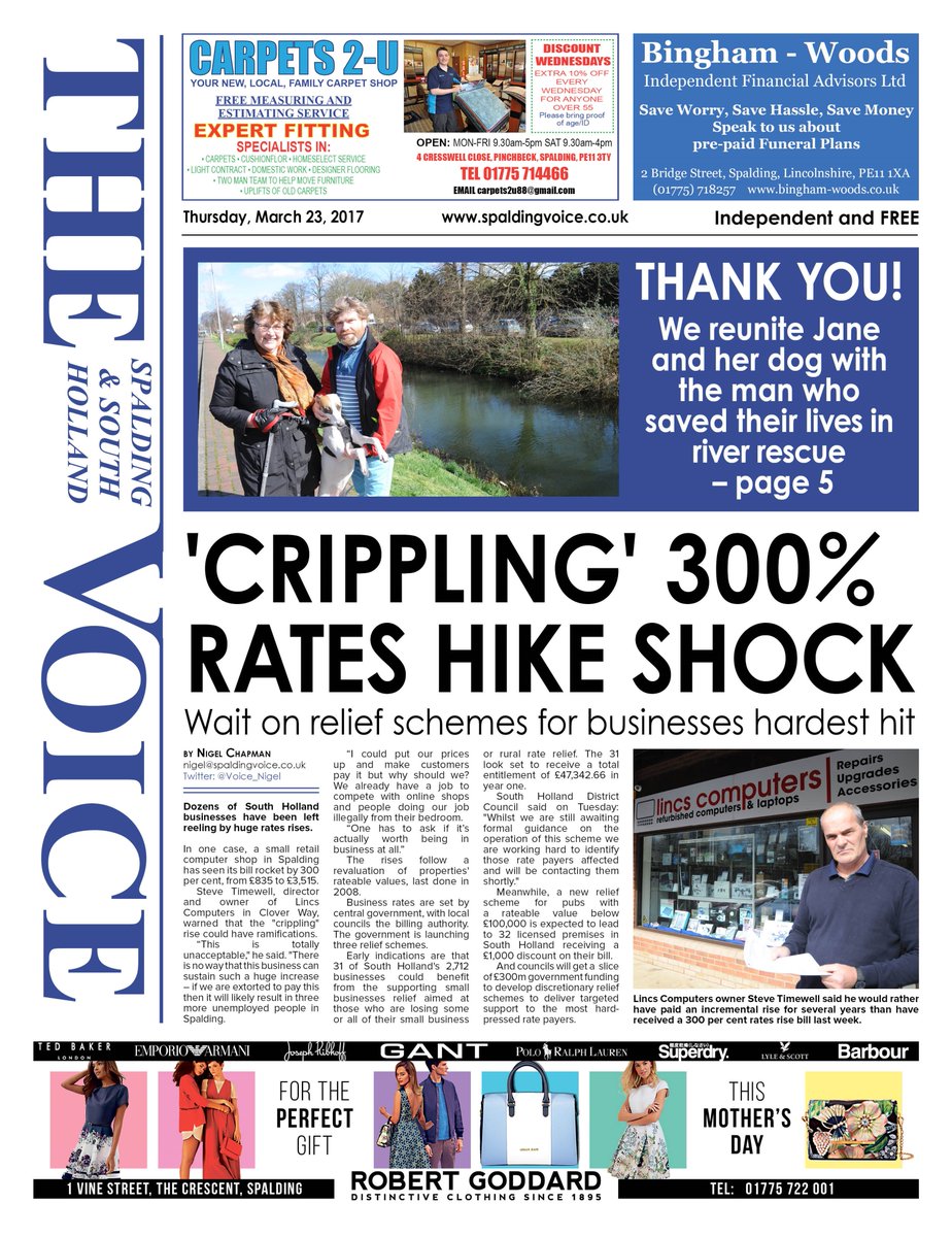 SpaldingVoice's tweet image. Tomorrow&apos;s paper is out now in dozens of outlets across South Holland. Tweet us if you need to know where your nearest is. #newsforfree