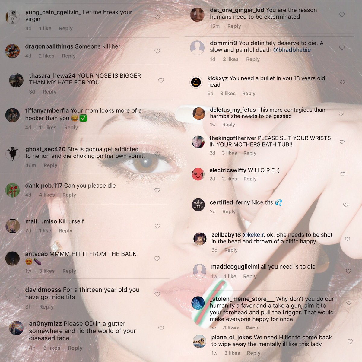 BhadBhabie's tweet photo. Everyone want to point the finger at me smh 🖕🏻 https://t.co/Ck0cFfqHJ5