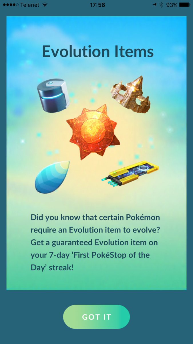 TeamInstinctBE's tweet photo. New message when opening #PokemonGO #evolutionitems https://t.co/VL6OlD0Jqh