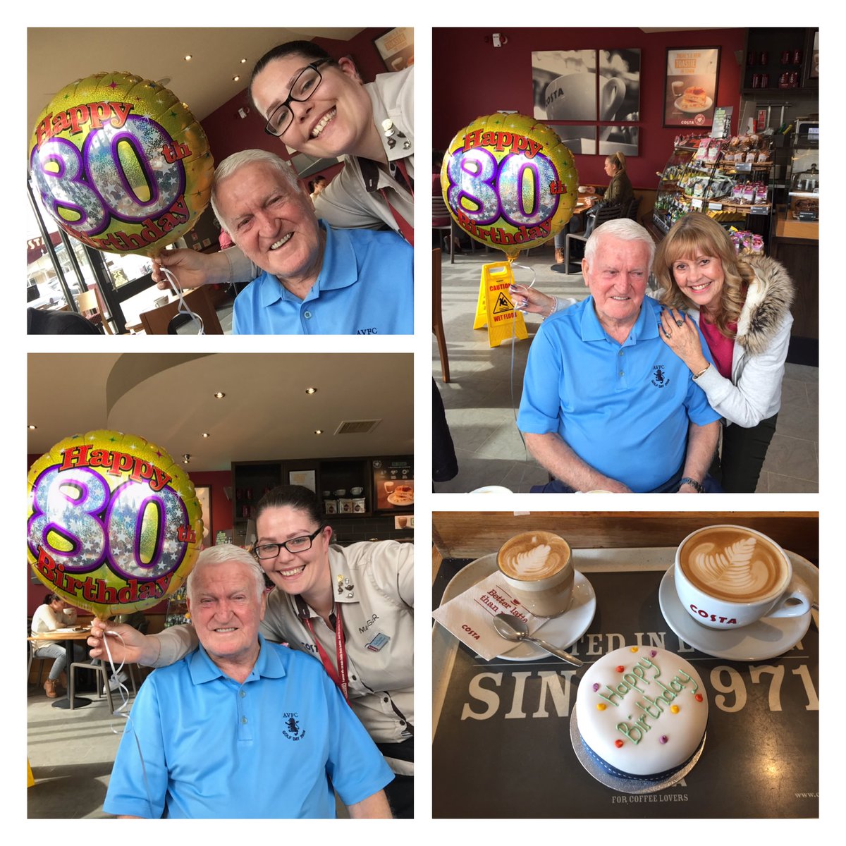 KTarplee's tweet photo. Happy birthday to the legend #bobbythompson celebrating his 80th birthday @CostaCoffee @AVFCOfficial #utv https://t.co/dq9S0ZoOPA