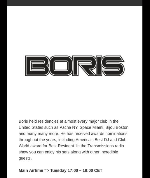 CUEBASEFM1's tweet image. TUESDAYS 5pmCET 
cuebase-fm.de/black 
BORIS 
#rave #radio 
#underground #electronic #music