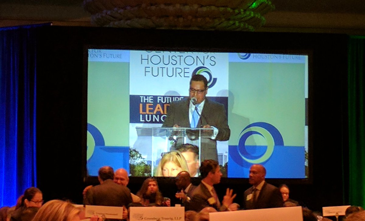 FutureHouston's tweet photo. Center Board chair @BlueLanceUmesh opens the #FutureOfLeadership Luncheon https://t.co/xfUvmmUuZb